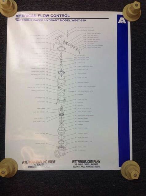 Waterous Pacer WB67 250 Fire Hydrant Parts Poster Exploded View 22 X 28