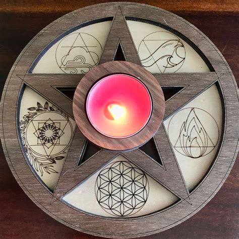 Tealight Holder Altar Tiles With Elements Base Laser Engraved