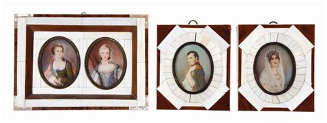 Lot Detail Lot Of 4 Portraits Hand Painted On Ivory