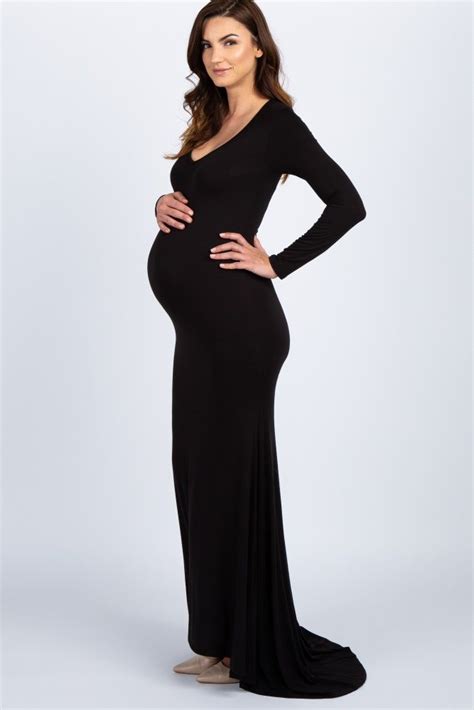 Pinkblush Black Long Sleeve Photoshoot Maternity Gown Dress Maternity