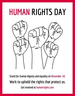 Black Simple Illustration Stand Up For Human Rights Poster Venngage