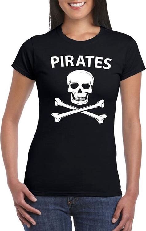 Piraten Verkleed Shirt Zwart Dames Piraten Kostuum Verkleedkleding