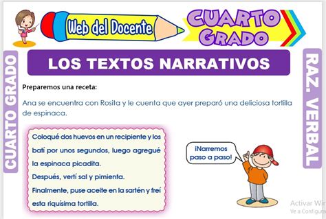 Los Textos Narrativos Para Cuarto Grado De Primaria Web Del Docente