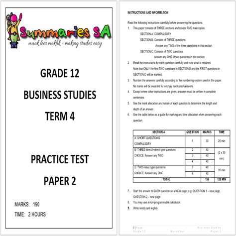 Grade 12 Business Studies Bs November Paper 2 And Memo 2023