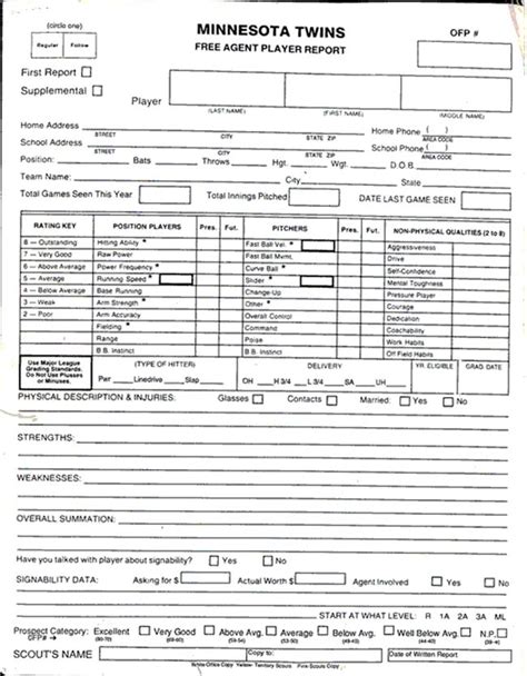 Baseball Scouting Report Template Templates Example Templates