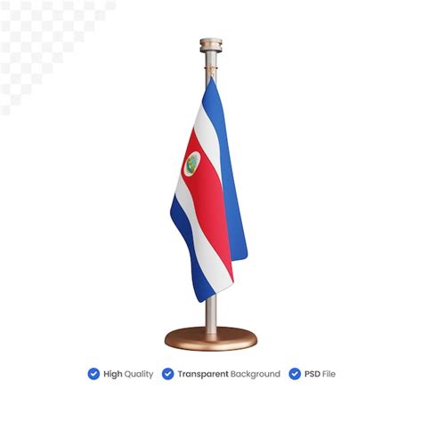 Premium PSD 3d Rendering Of Costa Rica Flagpole Isolated