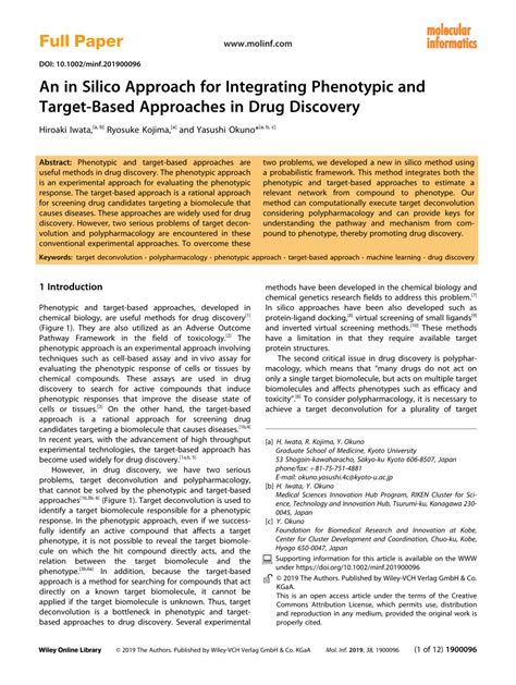 PDF An In Silico Approach For Integrating Phenotypic And TargetBased