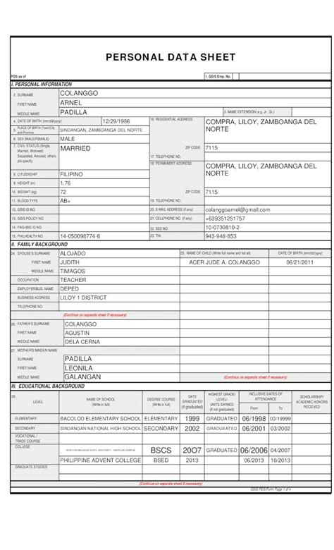 Pdf Pds Form Fillable 01232013 Dokumentips