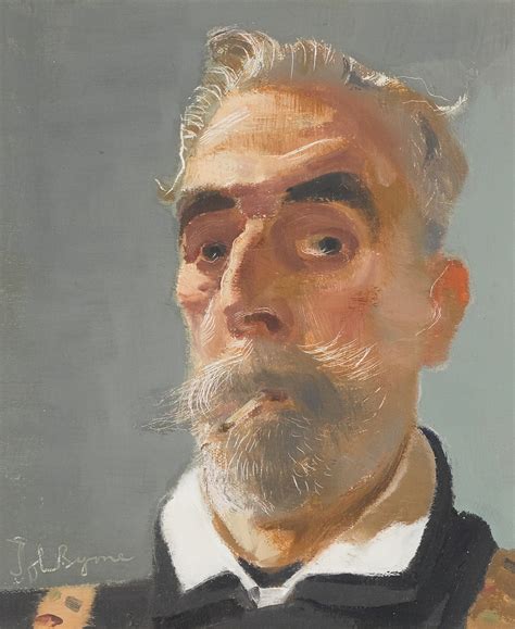 John Byrne Self Portrait In Blackwhite And Smoking Mutualart