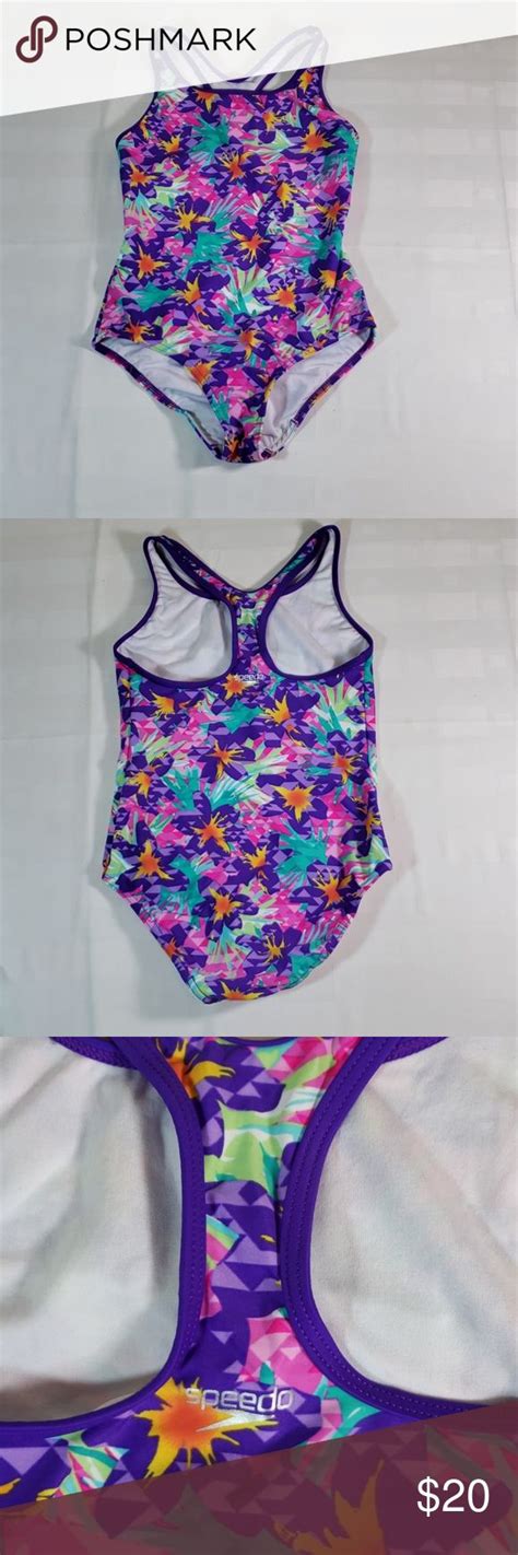 Speedo Girls Racerback Swimsuit Purple Nwot 12 Racerback Swimsuit