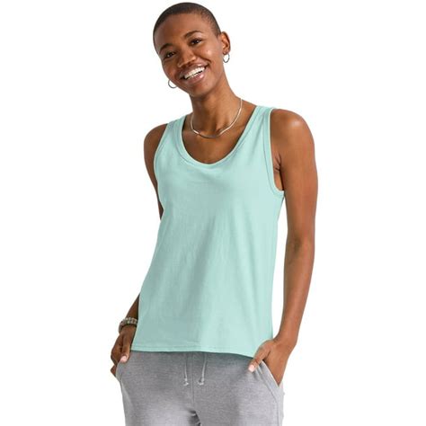 Hanes Essentials Womens Cotton Tank Top Blue Mist S