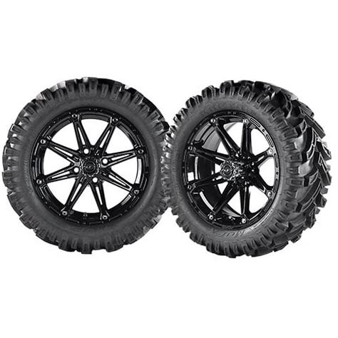 GTW Element 14 Gloss Black Golf Cart Wheel On 23x10 14 Raptor Mud Tire