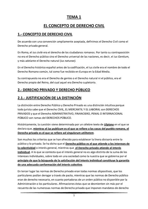 Tema 1 El Concepto De Derecho Civil Tema 1 El Concepto De Derecho