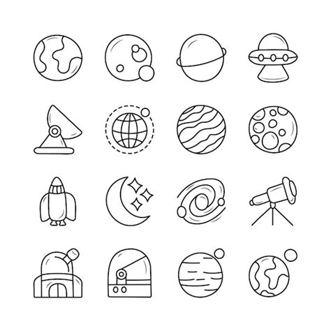 Premium Vector Space Vector Outline Hand Draw Icon Set 6