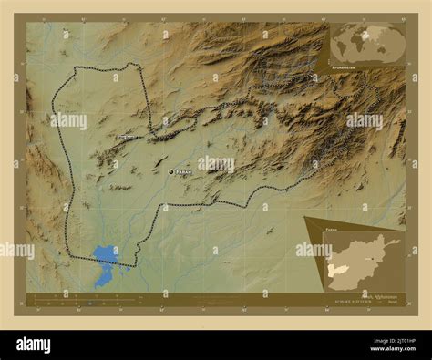 Farah Province Of Afghanistan Colored Elevation Map With Lakes And