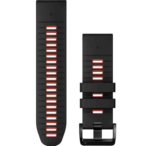 Bracelet QuickFit 26mm Silicone Noir Rouge Feu Garmin 010