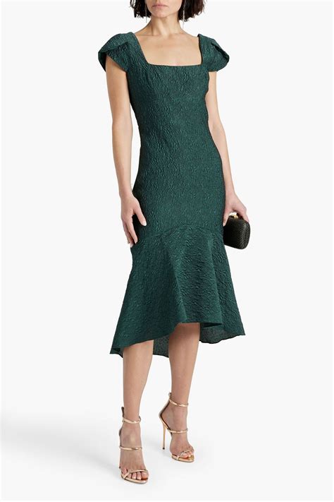 THEIA Rae cloqué jacquard midi dress THE OUTNET