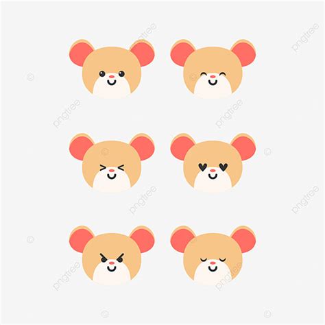 Gambar Set Mouse Kawaii Stiker Vektor Mamalia Lucu Png Dan Vektor