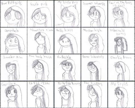 Drawing My Oc In 20 Styles By Shyren101 On Deviantart