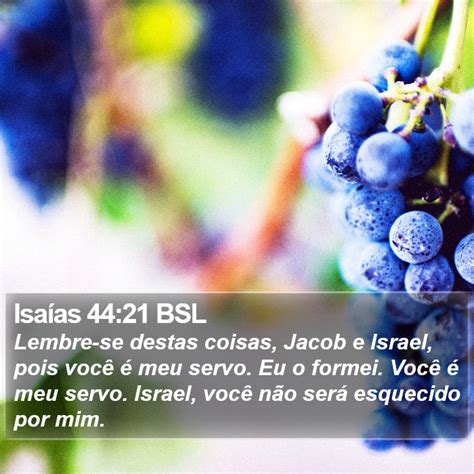 Isaías 44 21 BSL Lembre se destas coisas Jacob e Israel pois