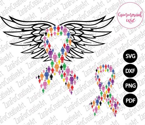 Multi Color Ribbon Svg All Cancer Awareness Svg Multi Color Etsy