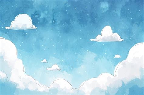 Premium Photo Hand Painted Clouds On Blue Sky Background