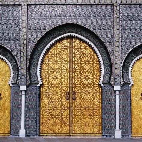 Moroccan door, displaying delicate metalwork and ceramic art | Moroccan architecture exterior ...