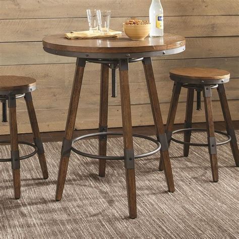 Scott Living Hornell Weathered Brown Wood Round Bar Table At Lowes