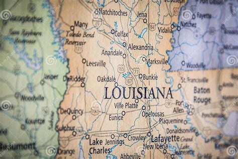 Selective Focus Of Louisiana State On A Geographical And Political