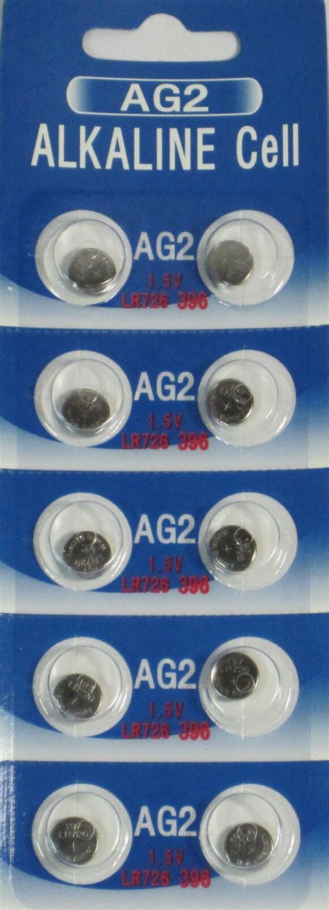 10 Pk AG2 LR726 396 397 ST726 D396 D397 GP397 V396 Alkaline Button Cell