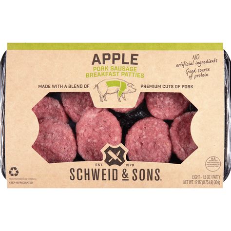 Schweid Sons Breakfast Patties Pork Sausage Apple 8 Each Delivery