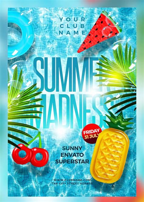 Summer Pool Party Flyer Template Psd Pool Parties Flyer Party Poster