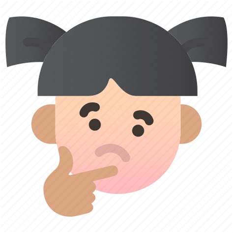 Emoji, girl, child, user, avatar, emoticon, thinking icon - Download on ...