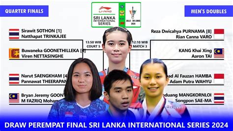 Draw Jadwal Perempat Final Sri Lanka International Series Besok