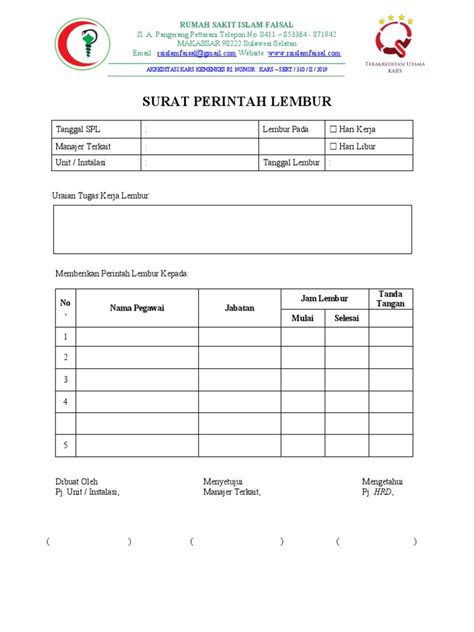 Surat Perintah Lembur Pdf