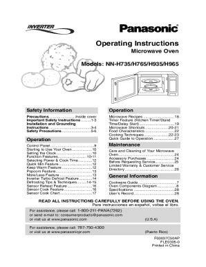 Fillable Online Microwave Oven Users Guides Microwave Oven Page