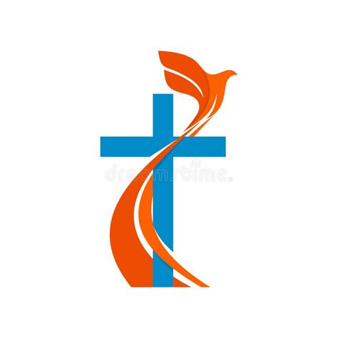 Church Logo. Christian Symbols. Cross and a Flying Dove - a Symbol of ...