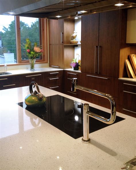 Pentalquartz Pearl White Polished Quartz Countertops Condo Kitchen