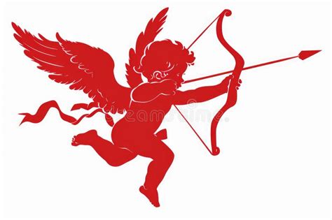 A Cupid Holding Bow And Arrow Isolated On White Background Stock