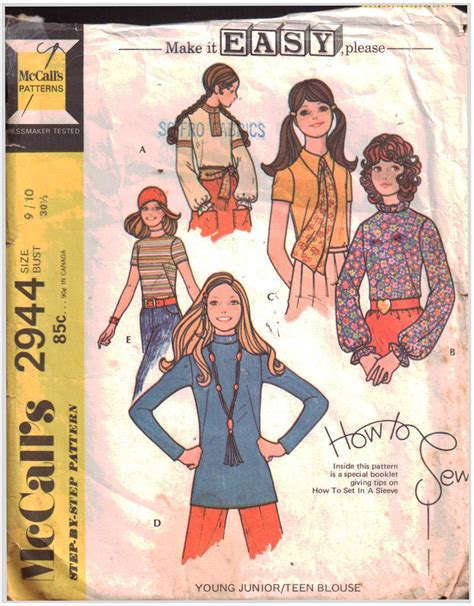 McCall S 2944 Blouse Size 9 10 Bust 305 Used Sewing Pattern