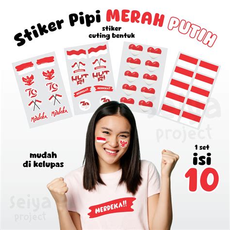 Jual Pcs Stiker Pipi Bendera Merah Putih Tempel Pipi Merah Putih