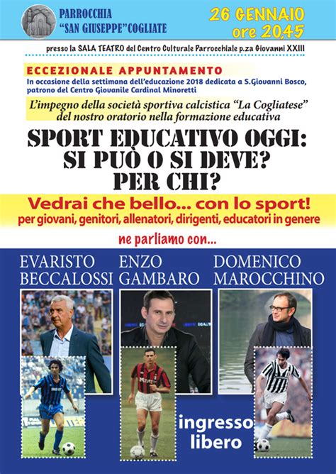 Sport Educativo Oggi Si Pu O Si Deve Parrocchia Di Cogliate