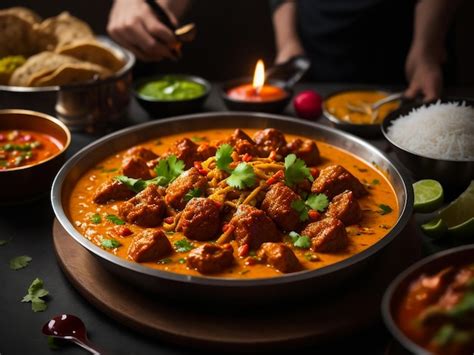 Premium AI Image Murgh Makhani Butter Chicken Tikka Masala Served