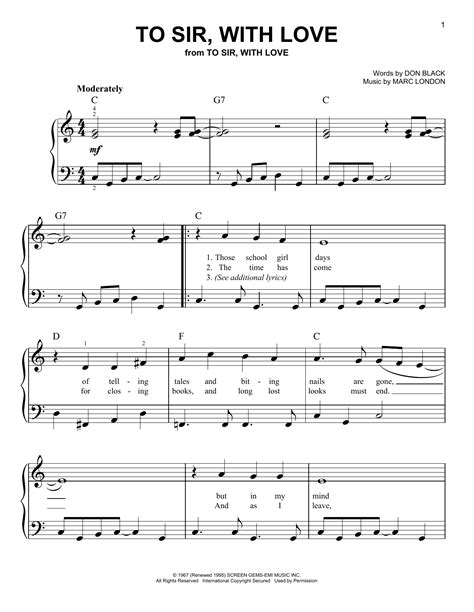 To Sir, With Love | Sheet Music Direct