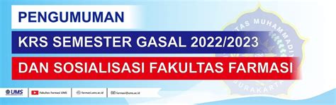 Pengumuman Krs Semester Gasal Dan Sosialisasi Faculty Of