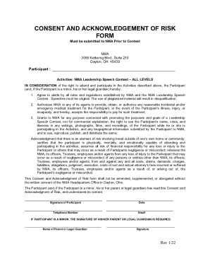 Fillable Online Consent And Acknowledgement Of Risk Form Fax Email