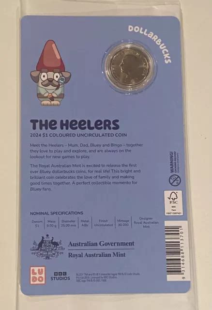 BLUEY THE Heelers 2024 Bluey Dollarbucks Carded Coin Royal