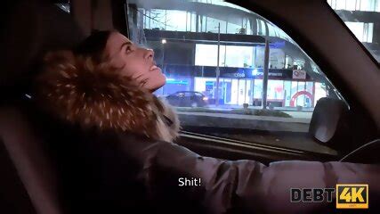 DEBT4k Slim Brunette Seduces Collector Hoping To Avoid More Problems