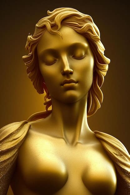 Busto Griego De Una Mujer Hermosa Una Estatua De Oro Un Retrato De