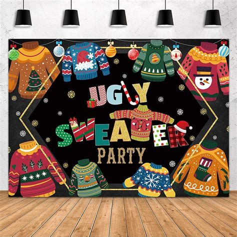 Amazon MEHOFOND 7x5ft Winter Ugly Sweater Christmas Party Backdrop